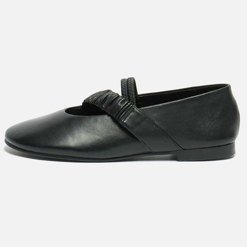Femme Elegante Slip-On Ballett Flats med rynket ankelrem detalje Stilla