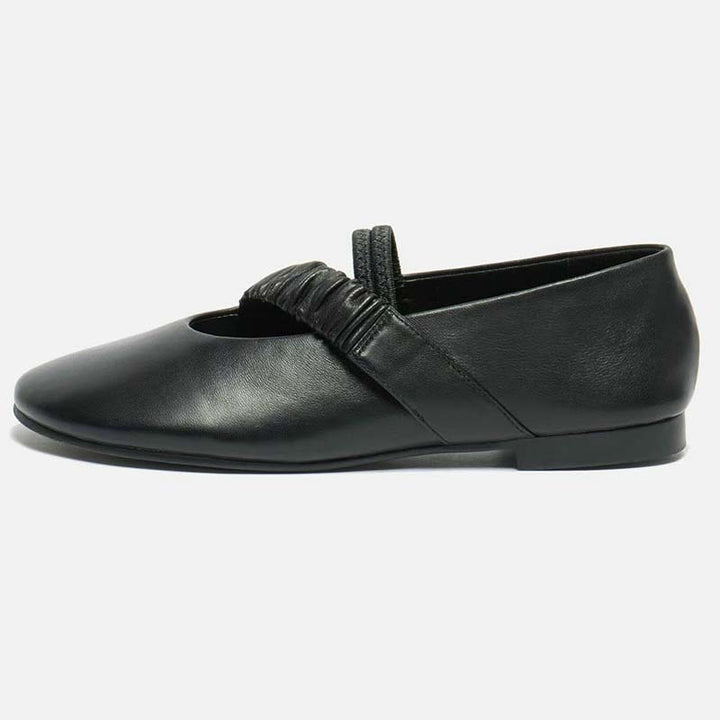 Femme Elegante Slip-On Ballett Flats med rynket ankelrem detalje Stilla