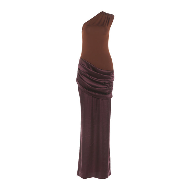 Dame Elegant Maxikjole med asymmetrisk snit og raffinerede draperinger Skovae