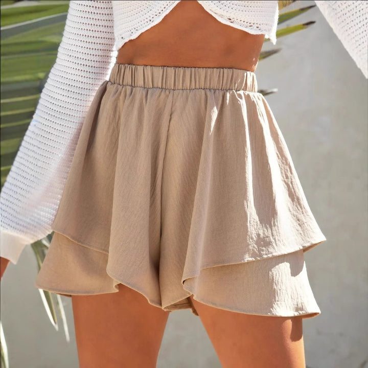 Dame Volant-shorts med elastisk bånd og asymmetrisk skæring Stilla