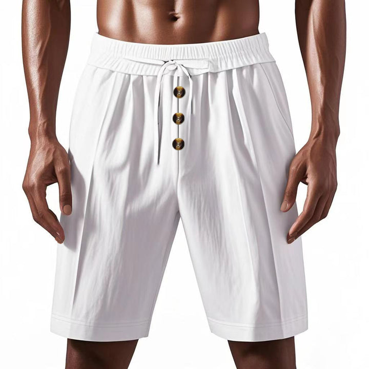 Herrer fritidsshorts med dekorative knapper og elastisk bånd Stilla