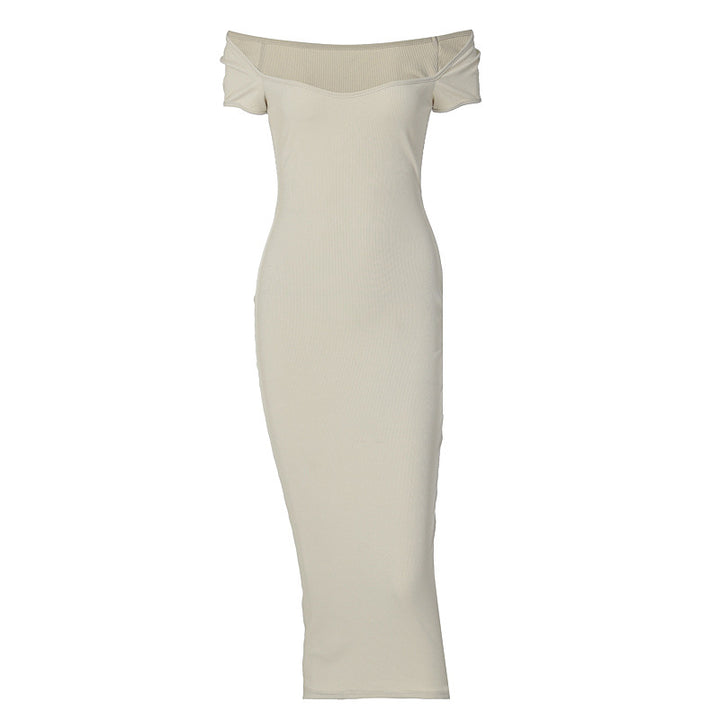 Dame Figurtilpasset Kjole med sexet Off-Shoulder og Rynkning Stilla