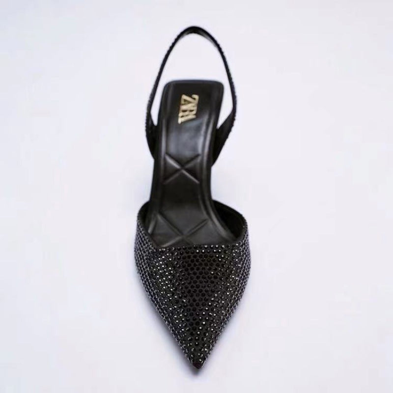 Dame Glamourøse Slingback-pumps med strassdekorationer Stilla