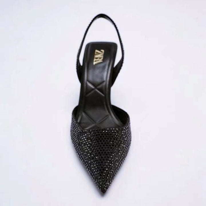 Dame Glamourøse Slingback-pumps med strassdekorationer Stilla