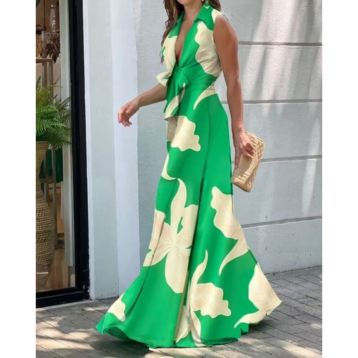 Dame Maxi Vokset Kjole med Blomsterdesign Stilla