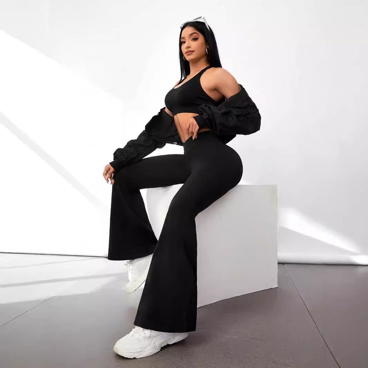Dame Højtaljede Sportleggings med struktureret Rib-design Stilla