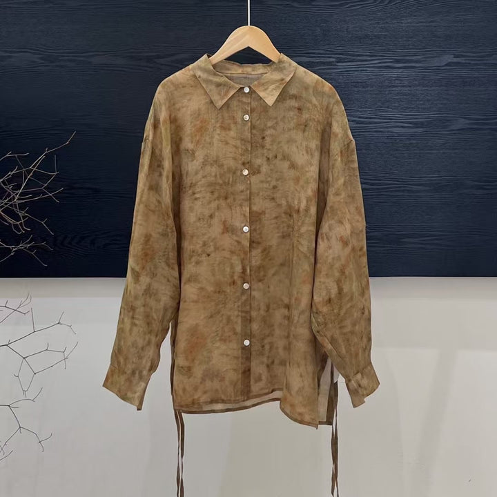 Femme Floral Print Oversized Knaplukning Skjorte Stilla