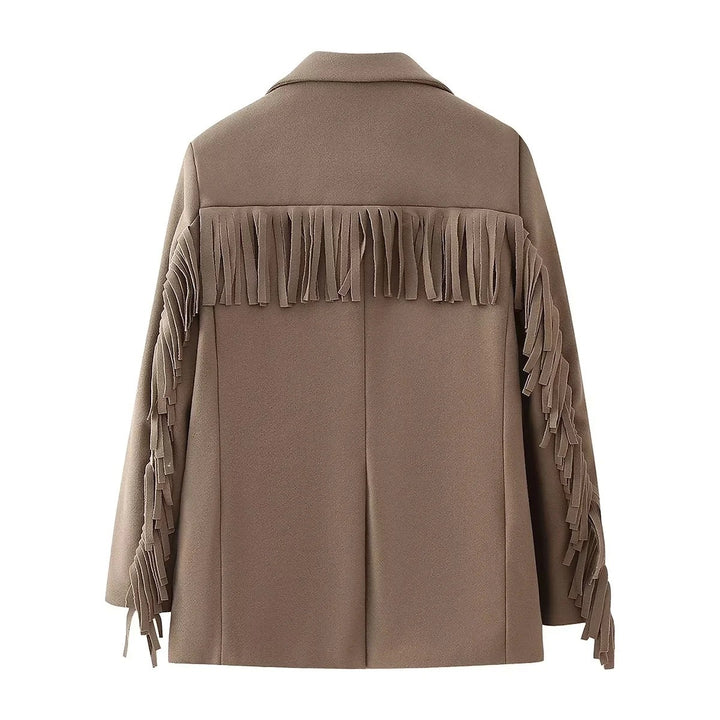 Femme Struktureret Blazer-Jakke med Fransen-Detaljer Stilla