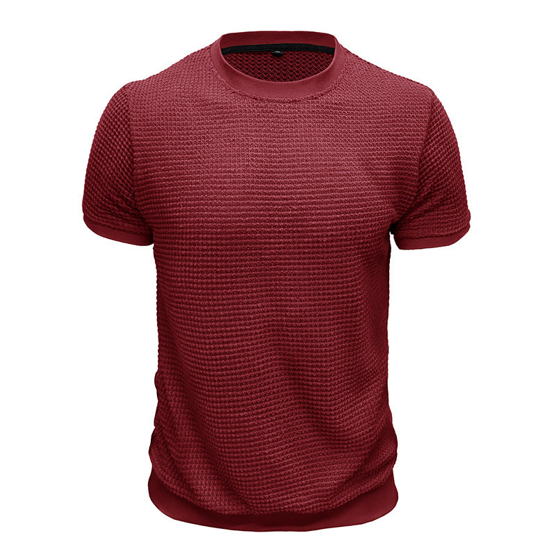 Herrer Rundhalsshirt lavet af struktureret materiale med åndbare egenskaber Stilla