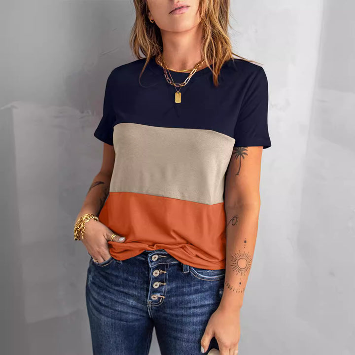Dame modernt T-shirt med farveblokkedesign og afslappet pasform Stilla