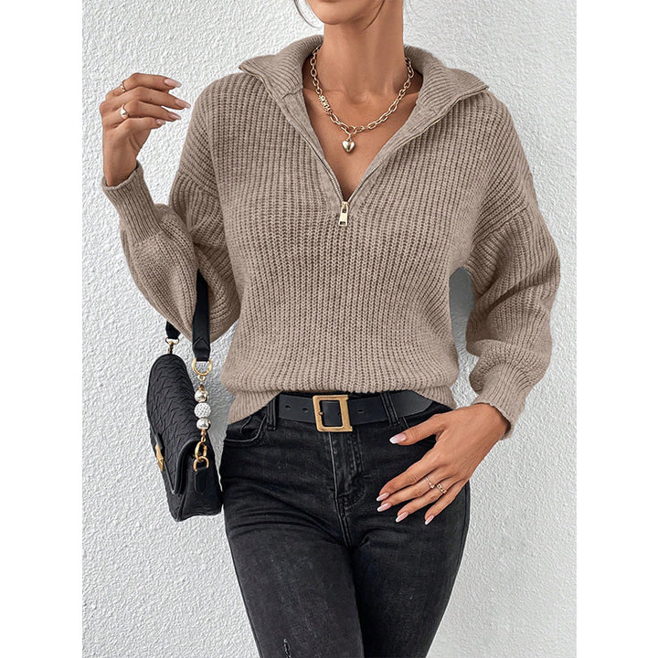 Dame afslappet sweater med iøjnefaldende lynlås Stilla