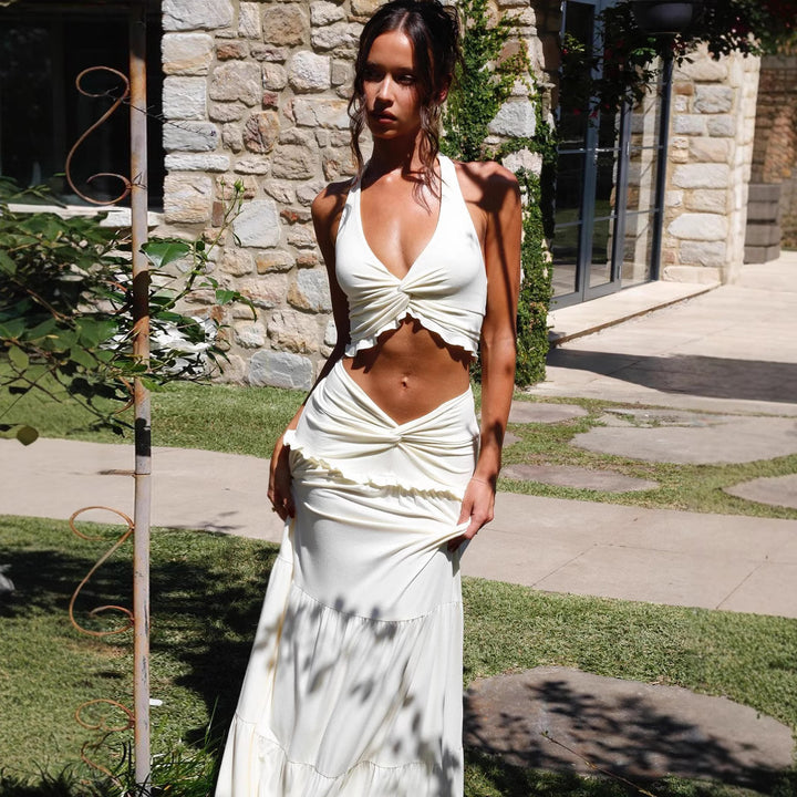Dame Boho-maxikjole med raffineret cut-out-design og flydende nederdel Stilla
