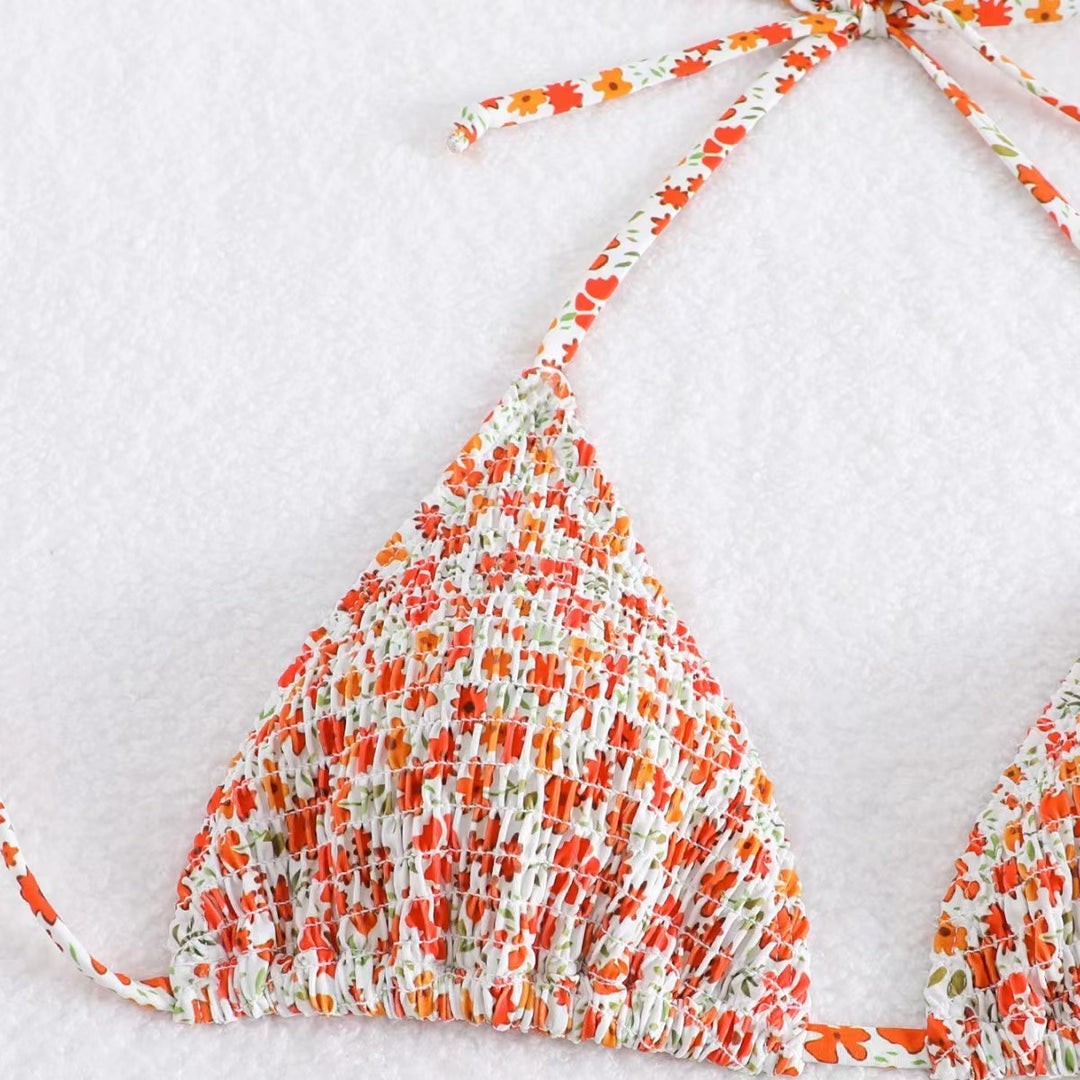Dame Blomster mønster Triangle Bikini Sæt Stilla 1750839663
