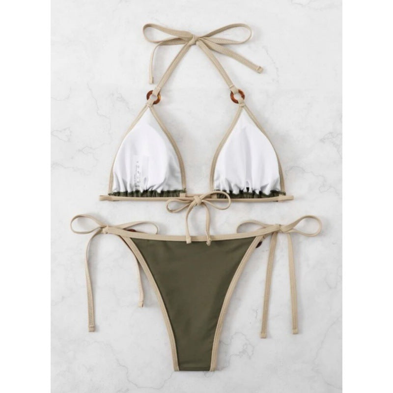Femme Triangle Halter Bikini Sæt med justerbare stropper Stilla