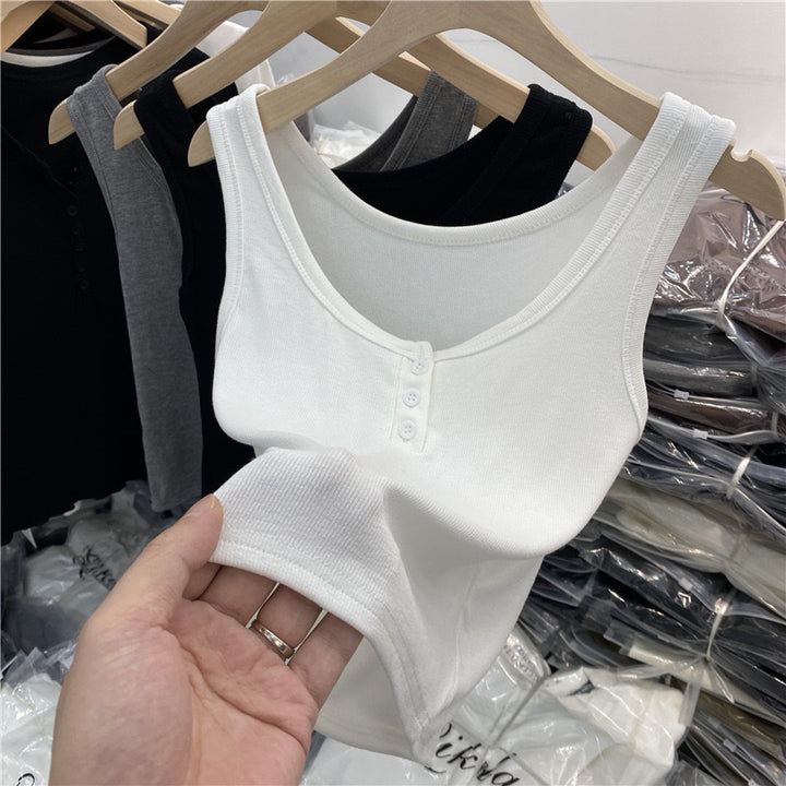 Femme Soft Ribbet Knap-Ned Tanktop Stilla