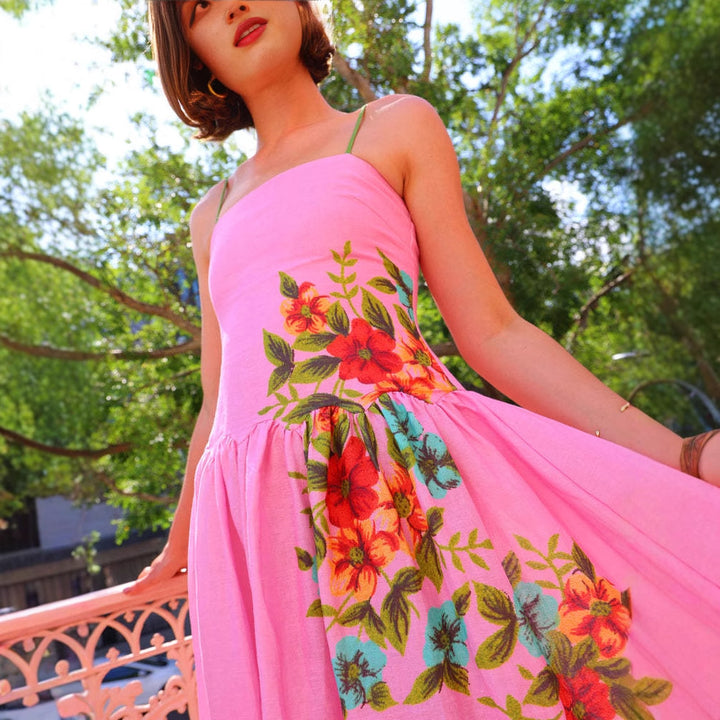 Kvinder Elegant Maxi Kjole med Blomsterdesign og Peplum Stilla