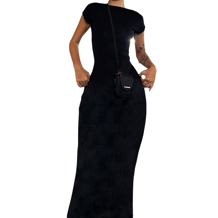Dame Bodycon-Maxi-kjole med elegant rund halsudskæring og formerende stof Stilla