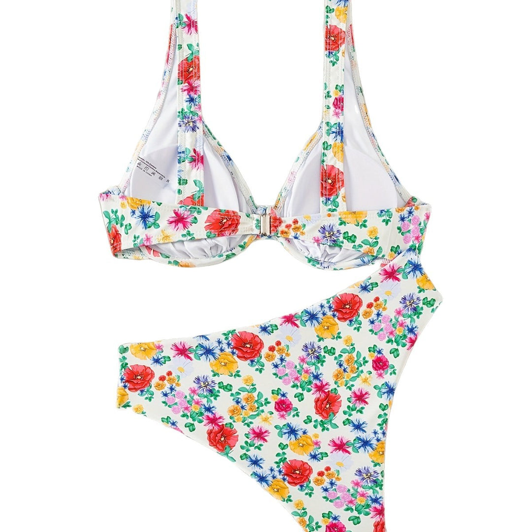 Dame bikini sæt med moderne blomster mønstre og høj talje Stilla
