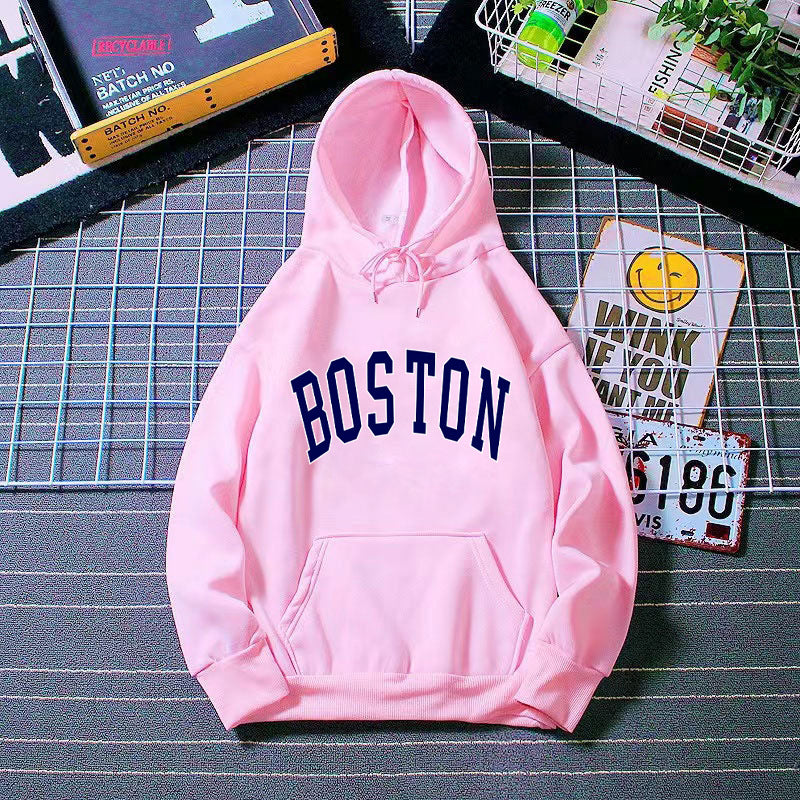 Dame hoodie med klassisk Boston print Skovae