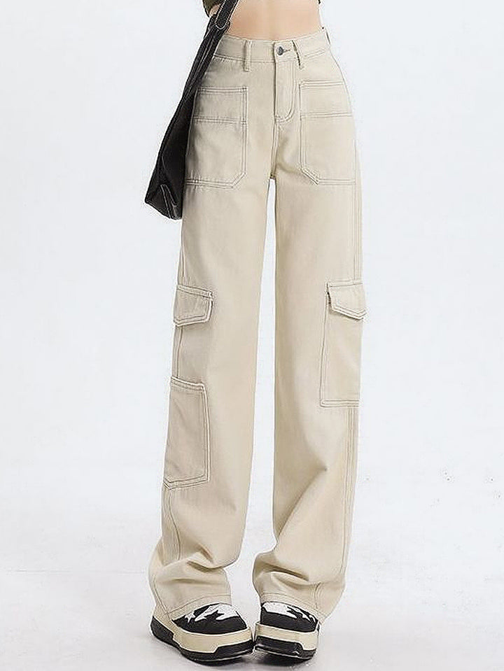 Kvinders cargo jeans med høj talje og praktiske lommer Stilla