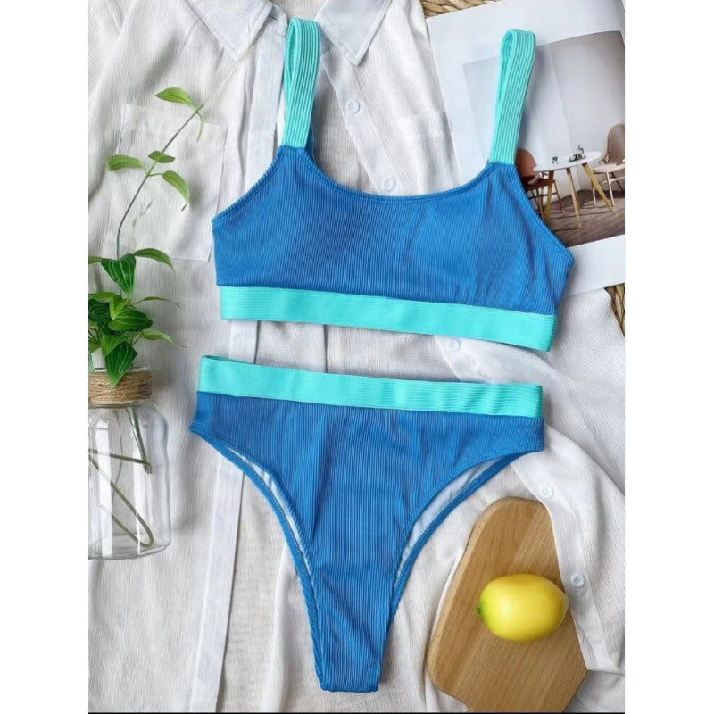 Dame Sporty bikini med bred talje og let ribstruktur Stilla