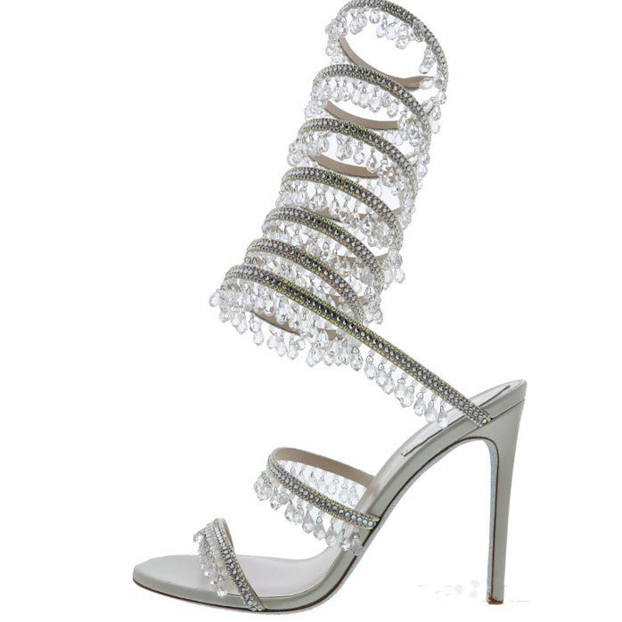 Femme Glamorous kryst dekoreret højhælede sandaler Stilla