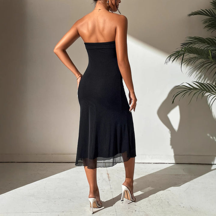 Dame Midi-kjole med smal pasform og elegant bustier-look Stilla
