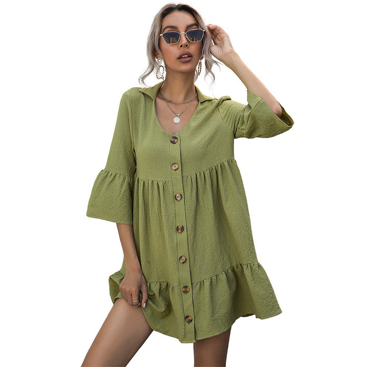 Femme Bohemian Knap-Top A-Linie Kjole Stilla