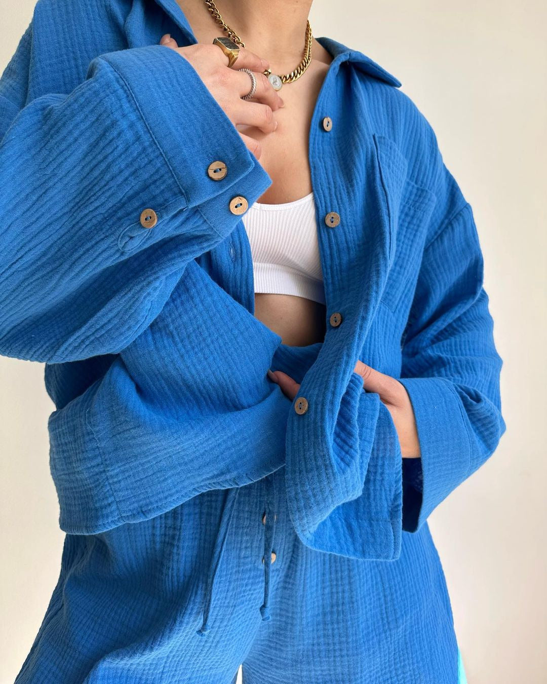 Dame leger oversized skjorte kjole sæt Stilla