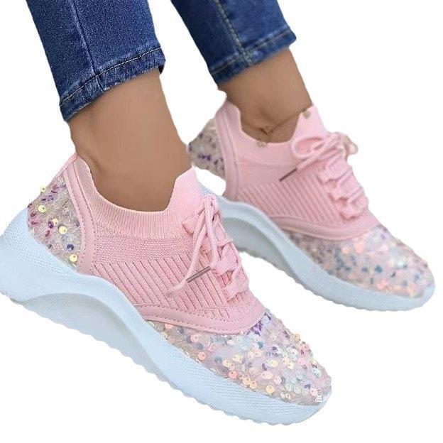 Dame Glitrende Sneakers med åndbart overmateriale og dæmpende sål Stilla