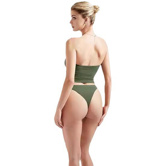 Dame Bandeau Bikini-sæt med moderigtigt højtaljet snit Skovae