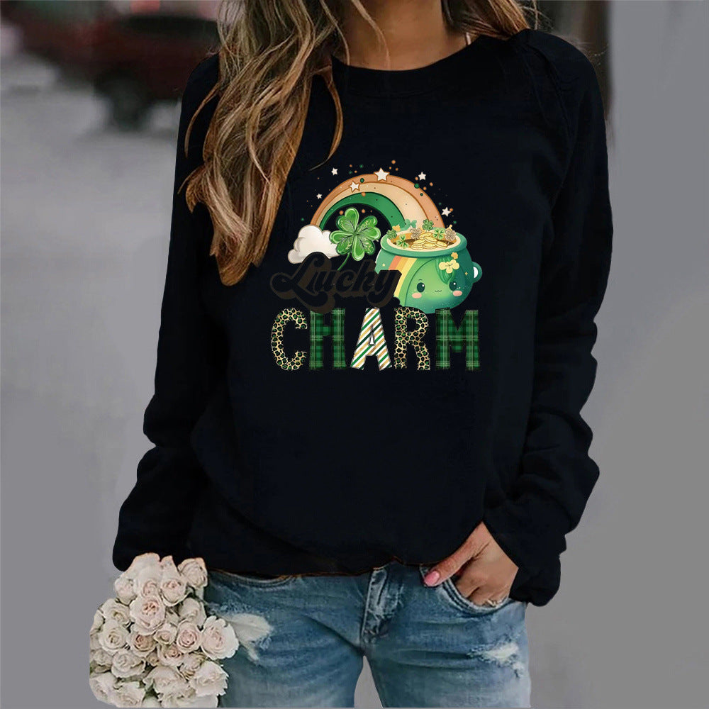 Kvinders sweatshirt med kreativt heldig motiv Stilla