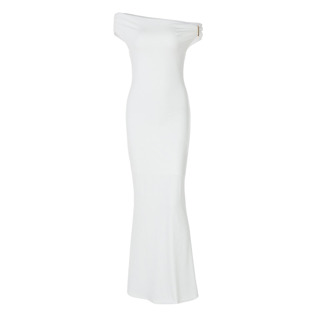 Dame Elegant Off-Shoulder maxikjole med figursyet snit Stilla