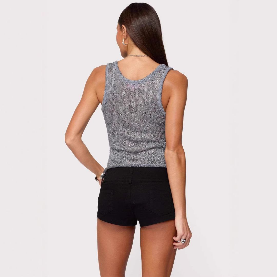 Dame Glamourøst Glitrende Tanktop Skovae