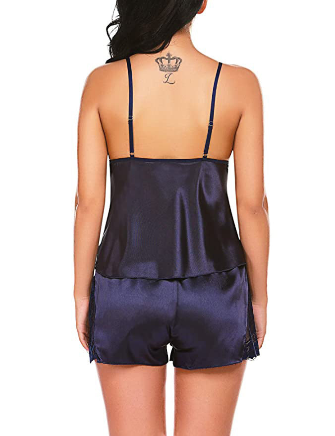 Dame Satin-Spids-Camisole og Shorts Sæt Stilla
