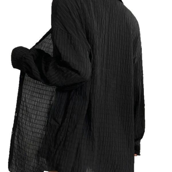 Dame casual skjorte med struktureret stof og dekorative knapper Stilla