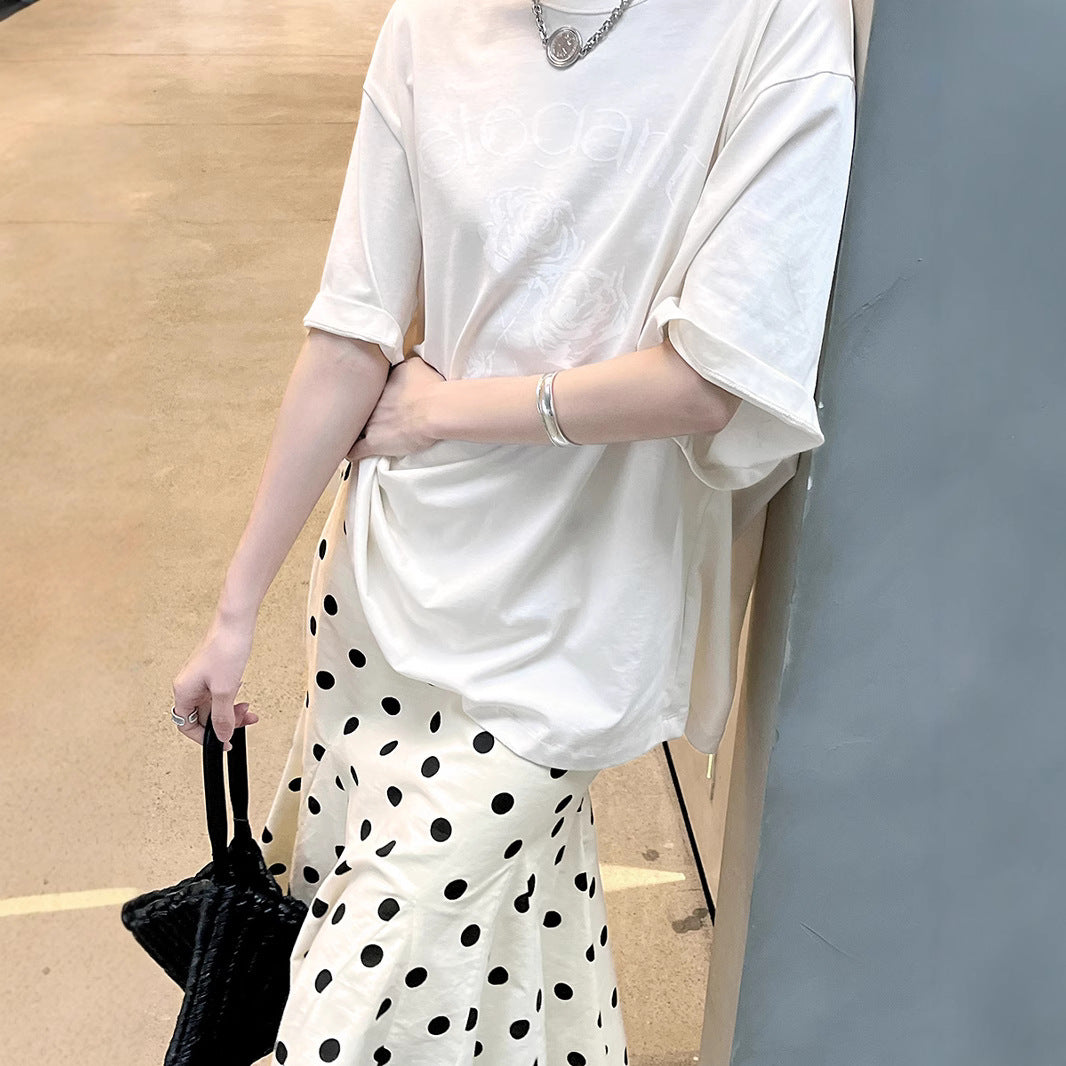 Dame afslappet T-shirt med elegant blomstermotiv Stilla