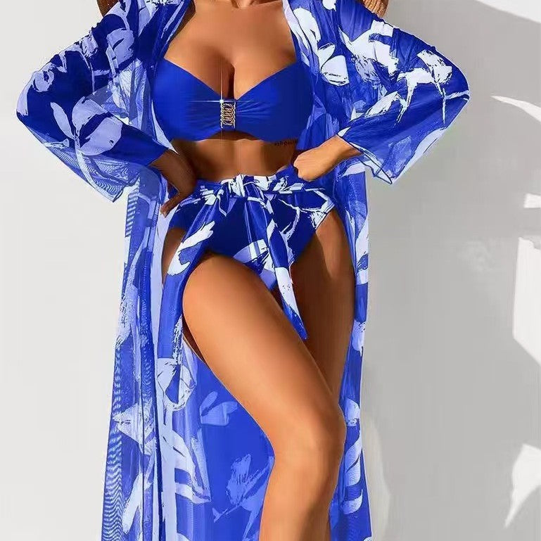 Dame bikini-sæt med blomster kaftan og trendy trusser Stilla