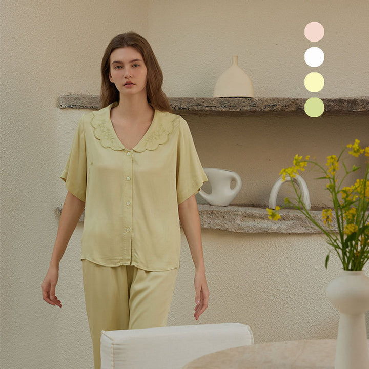 Dame Pyjama-Sæt med elegant blondekant og komfortabel pasform Stilla