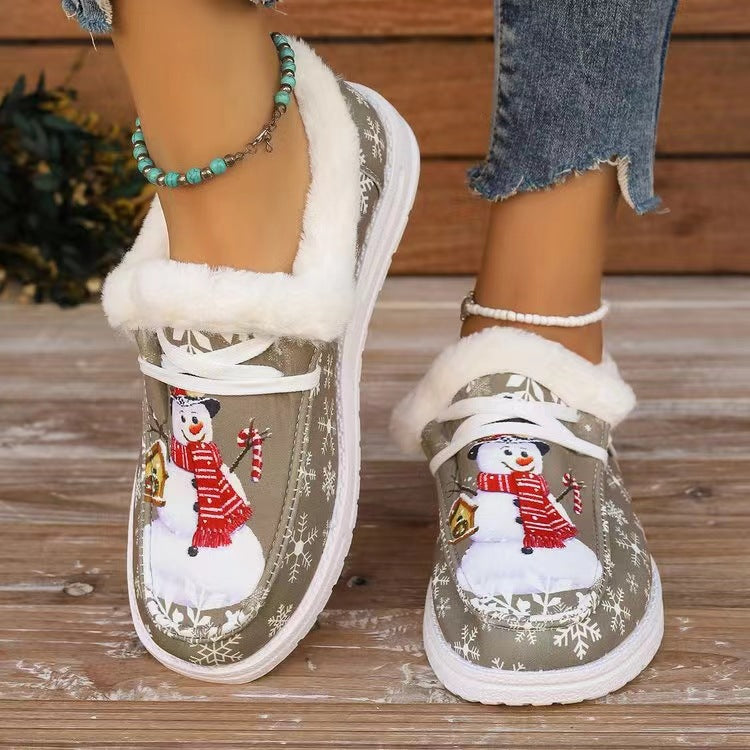 Dame vinter sneakers med hyggeligt foring og festligt snemand-design Stilla