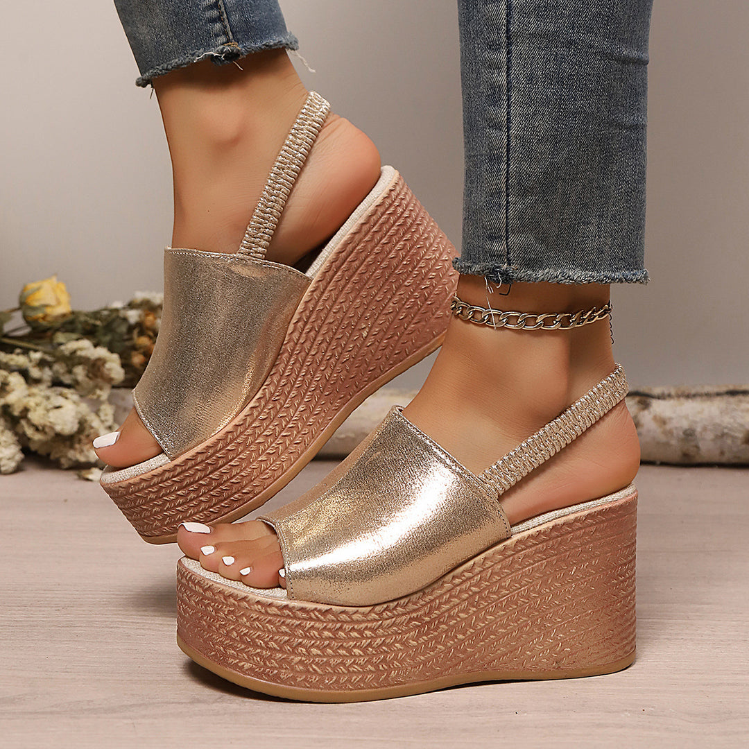 Dame Wedge-sandaler med skridsikker sål og flot sløjfeklæbning Stilla
