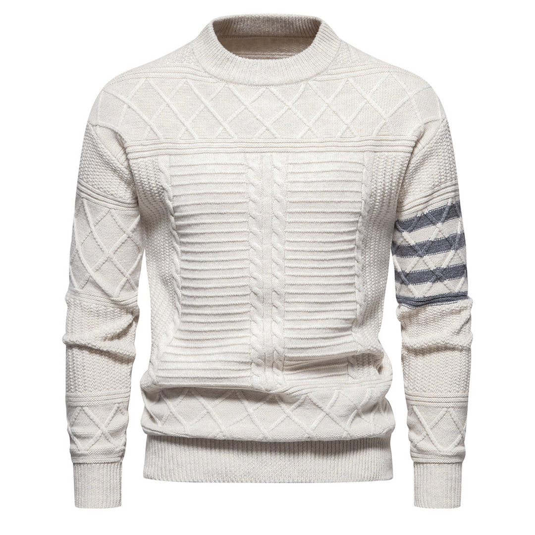 Herrer struktureret kabelstrikpullover med geometrisk design Stilla