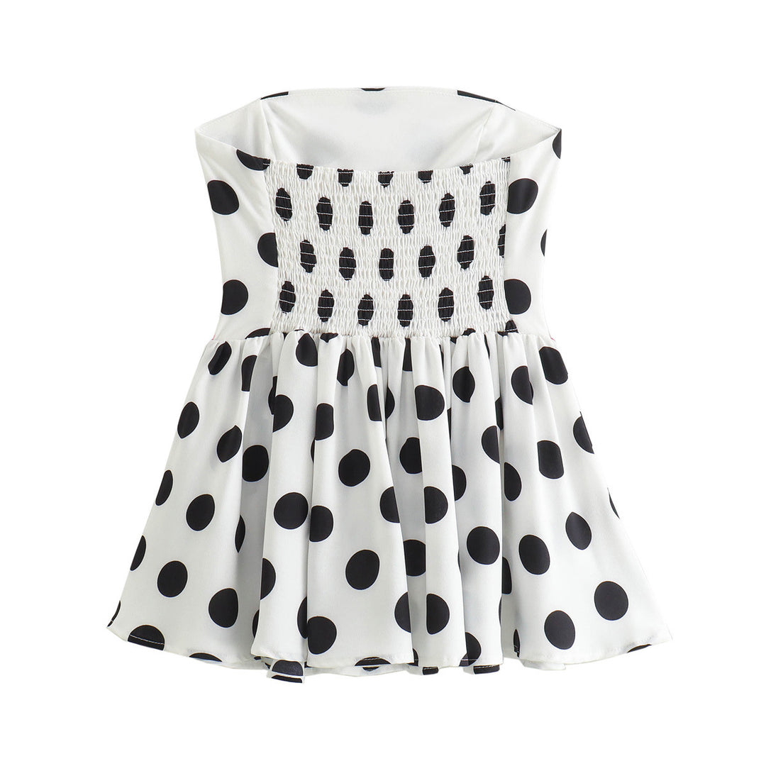 Dame Utan Bår Polka Dot Udvidet Kjole Stilla