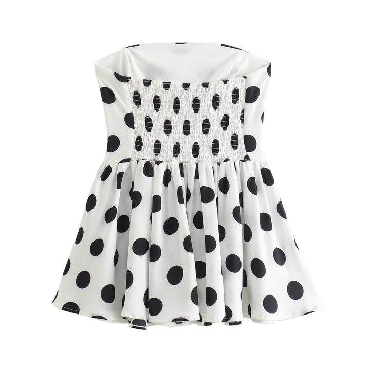 Dame Utan Bår Polka Dot Udvidet Kjole Stilla
