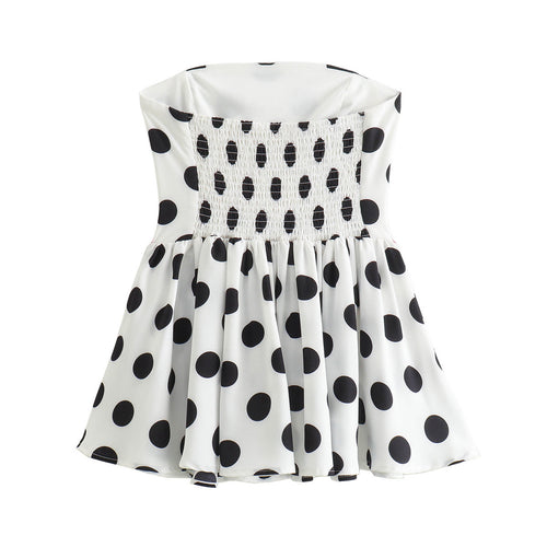 Dame Utan Bår Polka Dot Udvidet Kjole Stilla