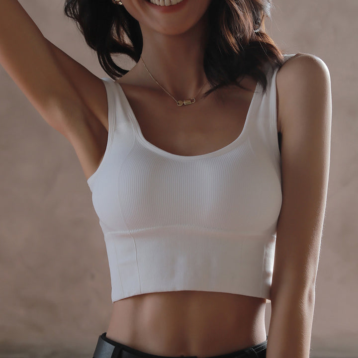 Dame Crop-Top med blød ribstruktur og moderigtig snit Stilla