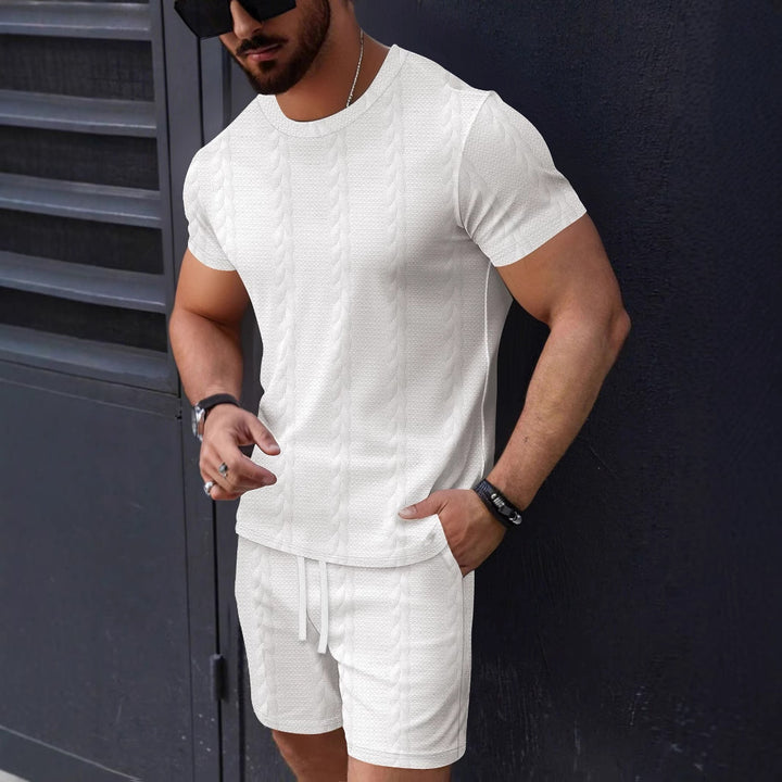 Herre casual kortærmet T-shirt og shorts sæt med struktureret design Stilla