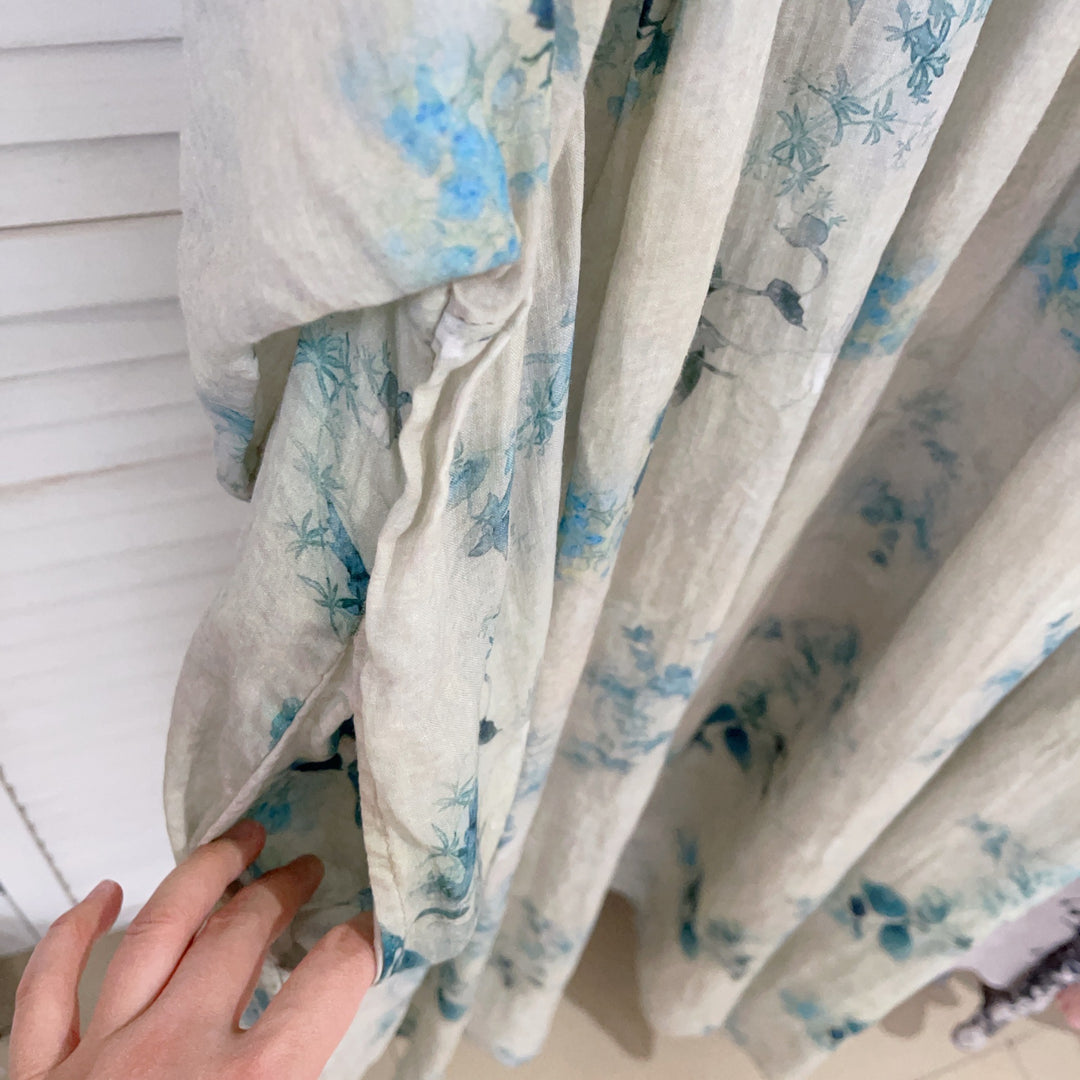 Femme Floral Print Maxi Kjole Med Flydende Ærmer Stilla