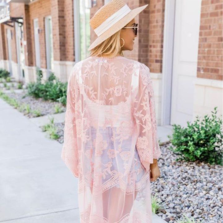 Dame gennemsigtig kaftan med blomster mønster Stilla