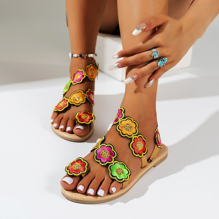 Dame Mode Sandaler med farverigt blomsterdesign Stilla